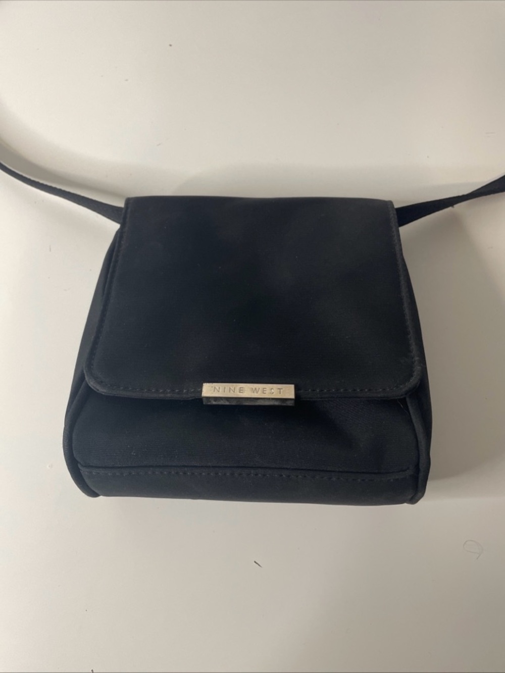 Nine West Black Microfiber Crossbody Bag Flap and Zipper Purse FREE SHIPPING